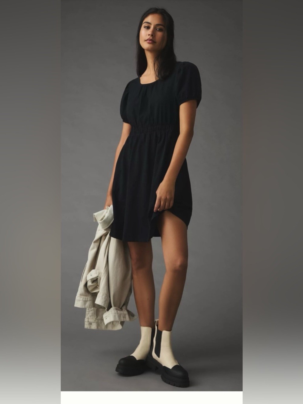 Anthropologie Daily Practice Cap-Sleeve Dress Black , XL - Picture 10 of 14